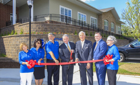 The ribbon cutting ceremony at Bethesda Hawthorne Place Grand Opening Ceremony. Hawthorne Place is the newest assisted living and memory support community in the Kirkwood and Webster Groves area.
