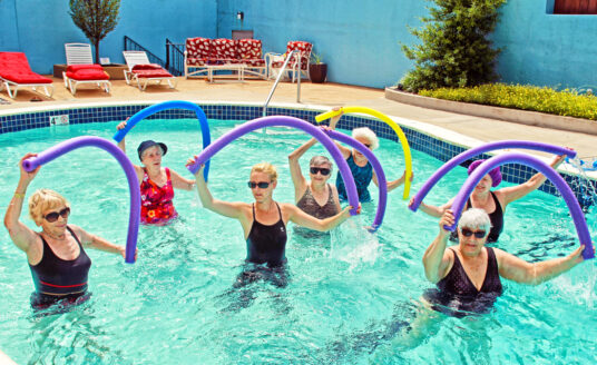 Bethesda Barclay House hosts a water aerobics for seniors class to help keep residents strong, healthy, and happy.