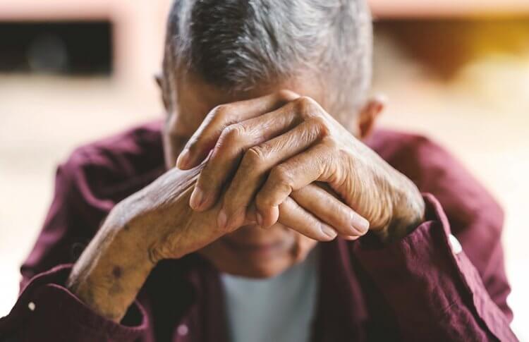 Isolated older adult grieving