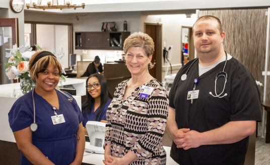 Karen Zurick, Director of Nursing at Barnes Jewish Extended Care, with her coworkers.