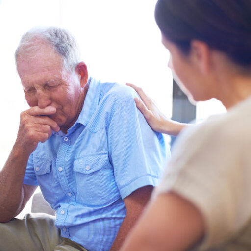 A woman looking for signs that her senior parent needs extra care