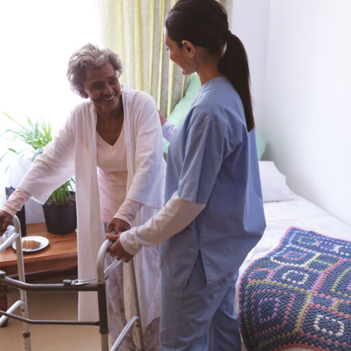 Nurse demonstrating how assisted living provides support