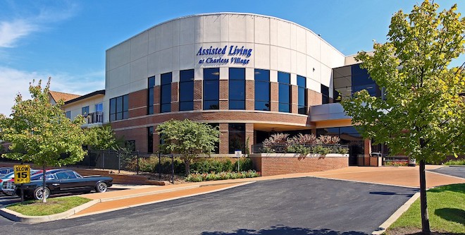 The outside of the Charless Village assisted living building at Bethesda