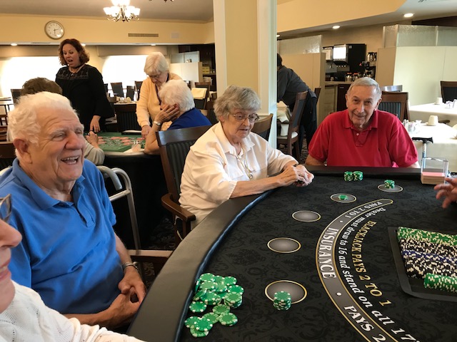 Seniors enjoy a poker night at Bethesda Terrace