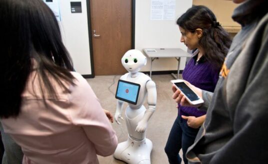 Social Robots help seniors with dementia and other health issues. Here, we see Pepper as it responds to a prompt.