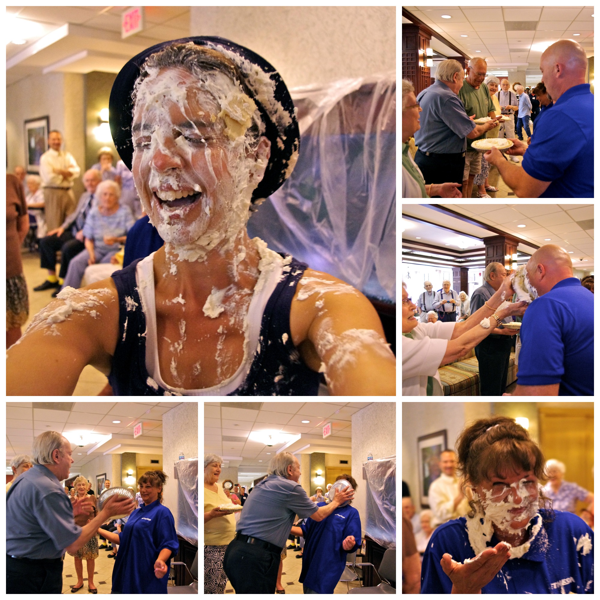 Stepping up to receive a pie in the face. 