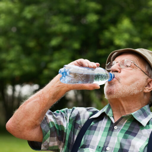 Summer heat and senior safety tips include drinking plenty of water and staying out of the sun.