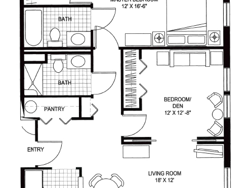 floor plan for 2 bedroom 940square foot