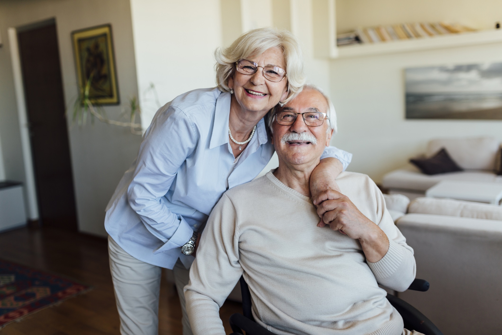 Senior couple posing for photo