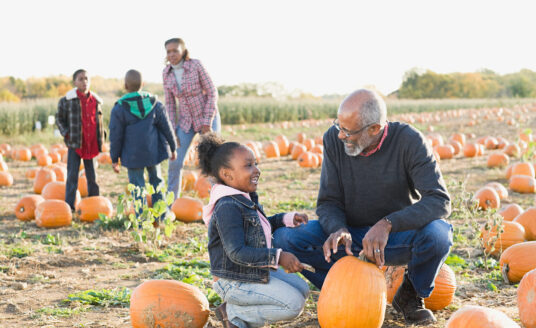 Family at pumpkin patch | Fun things to do in St. Louis for adults and seniors