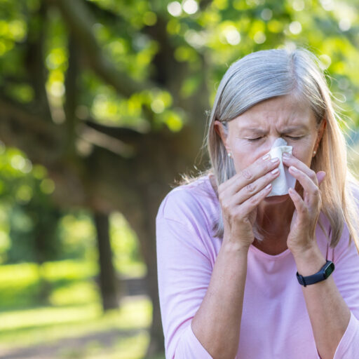 Senior Woman with Allergies | Allergy Season Tips