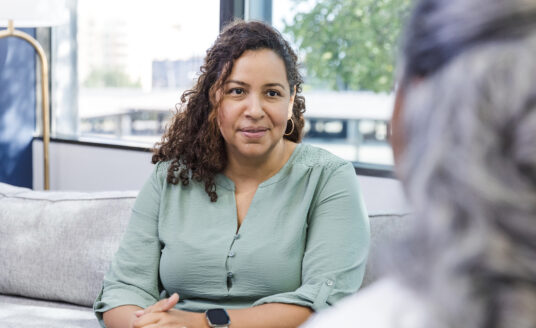 Woman meeting with senior care manager