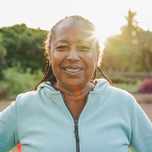 Woman enjoying senior activities outdoors