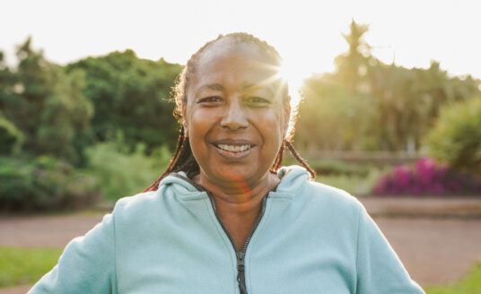 Woman enjoying senior activities outdoors