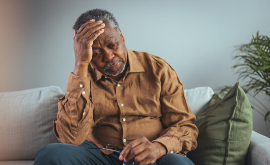 Worried senior man suffering with anxiety disorders in older adults