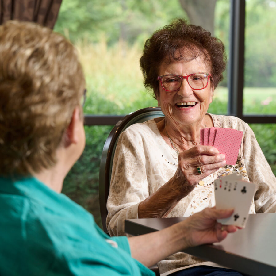 Bethesda Terrace residents playing cards