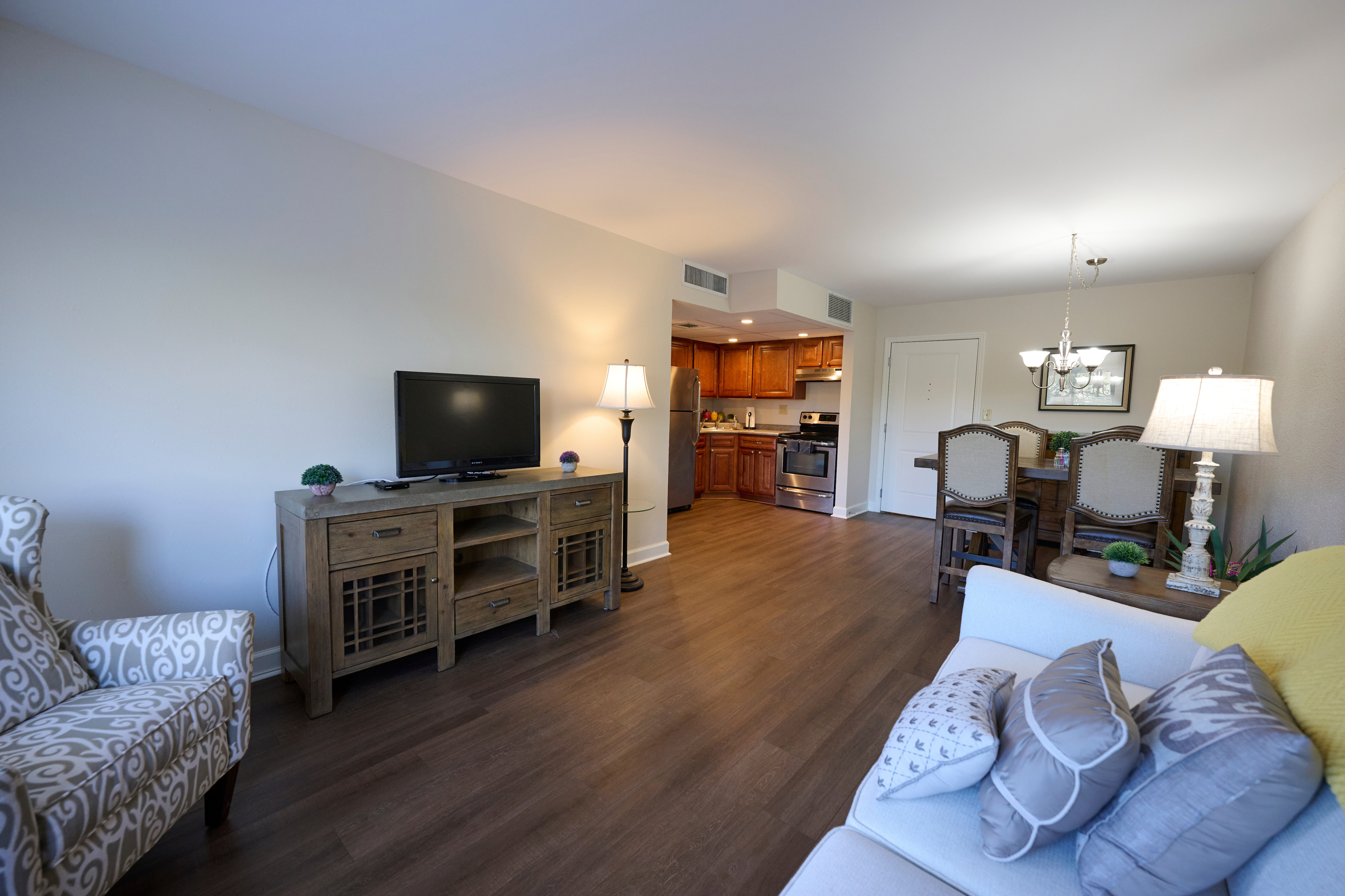Bethesda Terrace apartment living room and dining area