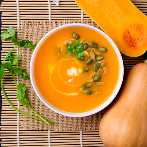 Butternut squash soup, one of many health fall recipes for seniors