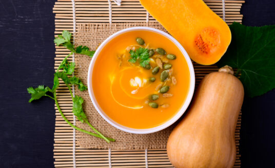 Butternut squash soup, one of many health fall recipes for seniors